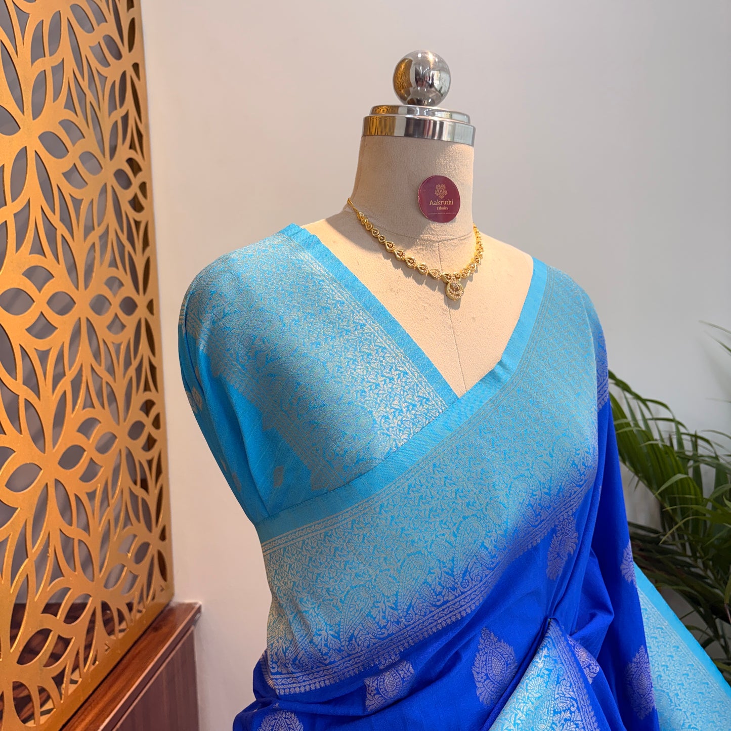 Blue Banarasi Semi Matka Silk Saree