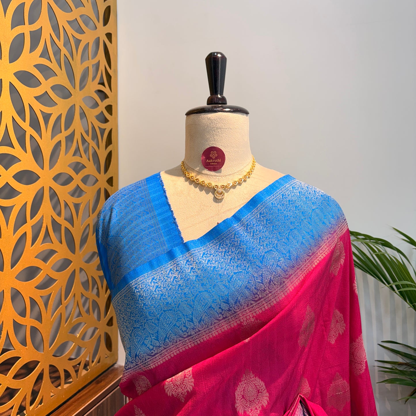 Pink Banarasi Semi Matka Silk Saree