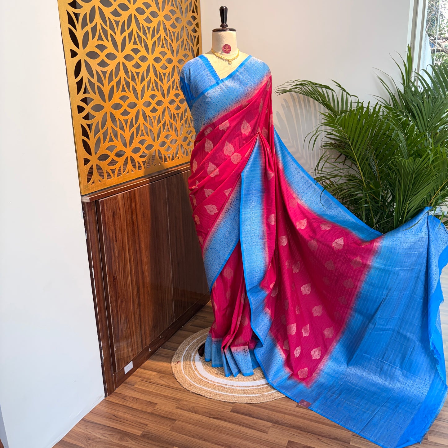 Pink Banarasi Semi Matka Silk Saree
