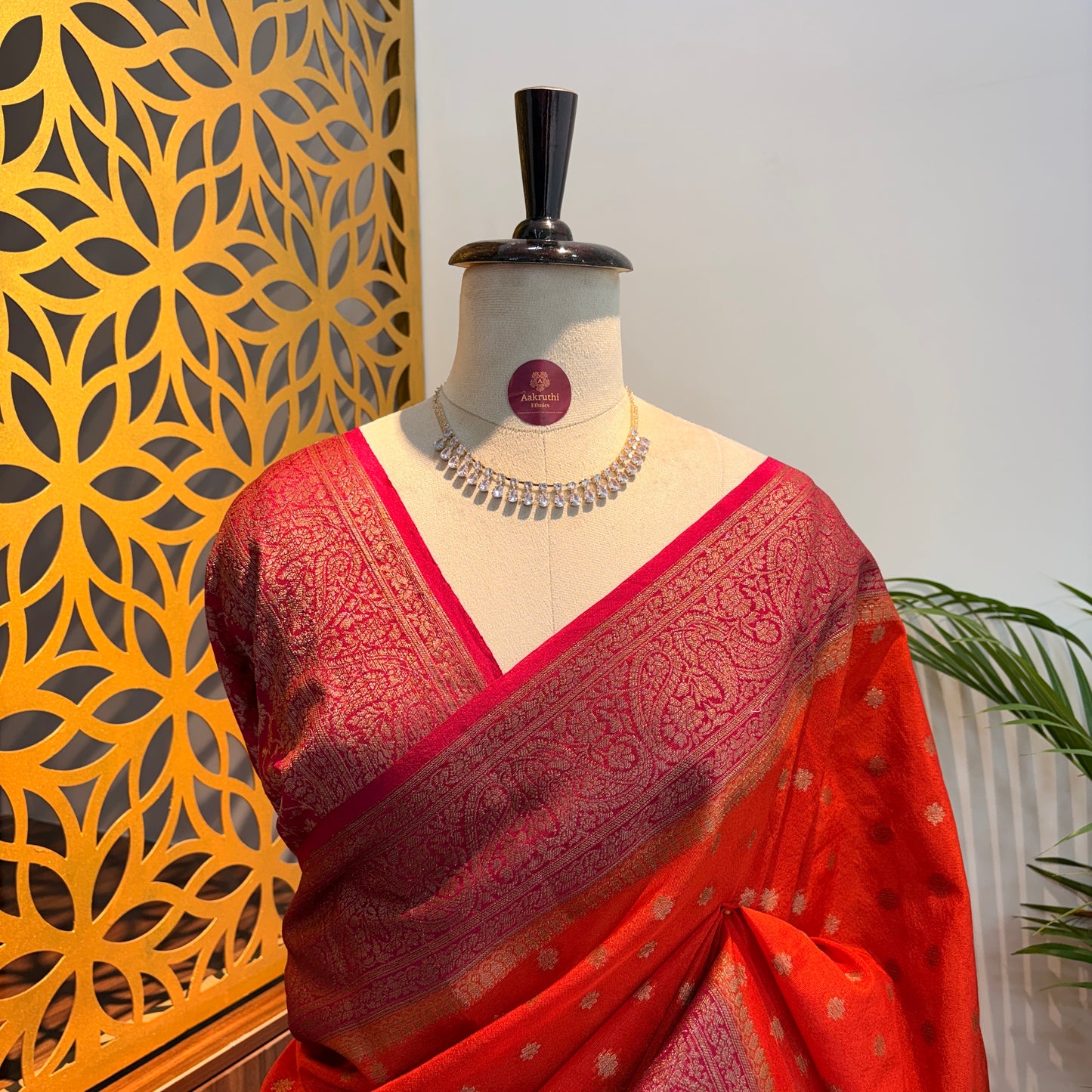Orange Cotton Silk Semi Banarasi Saree