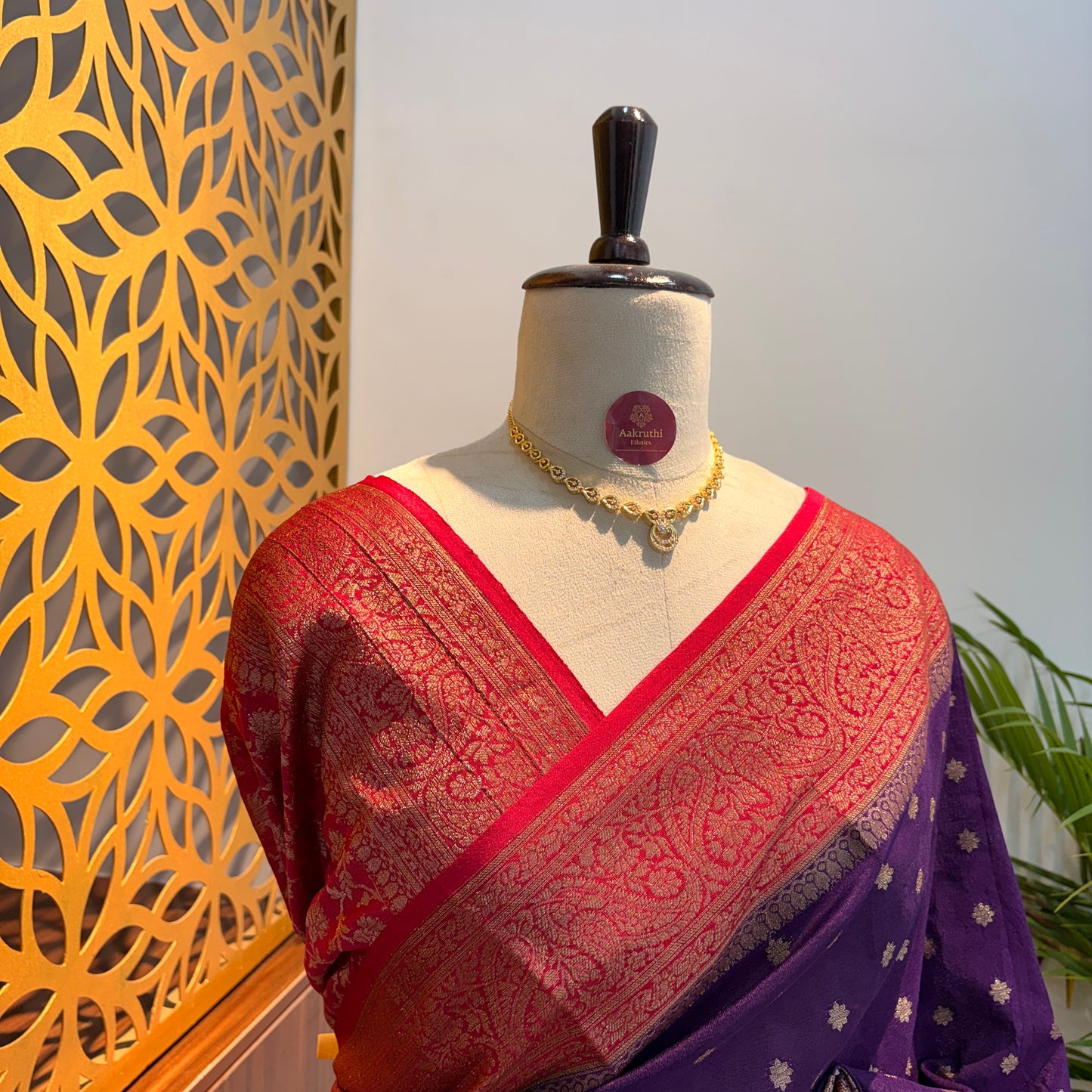 Purple Cotton Silk Semi Banarasi Saree