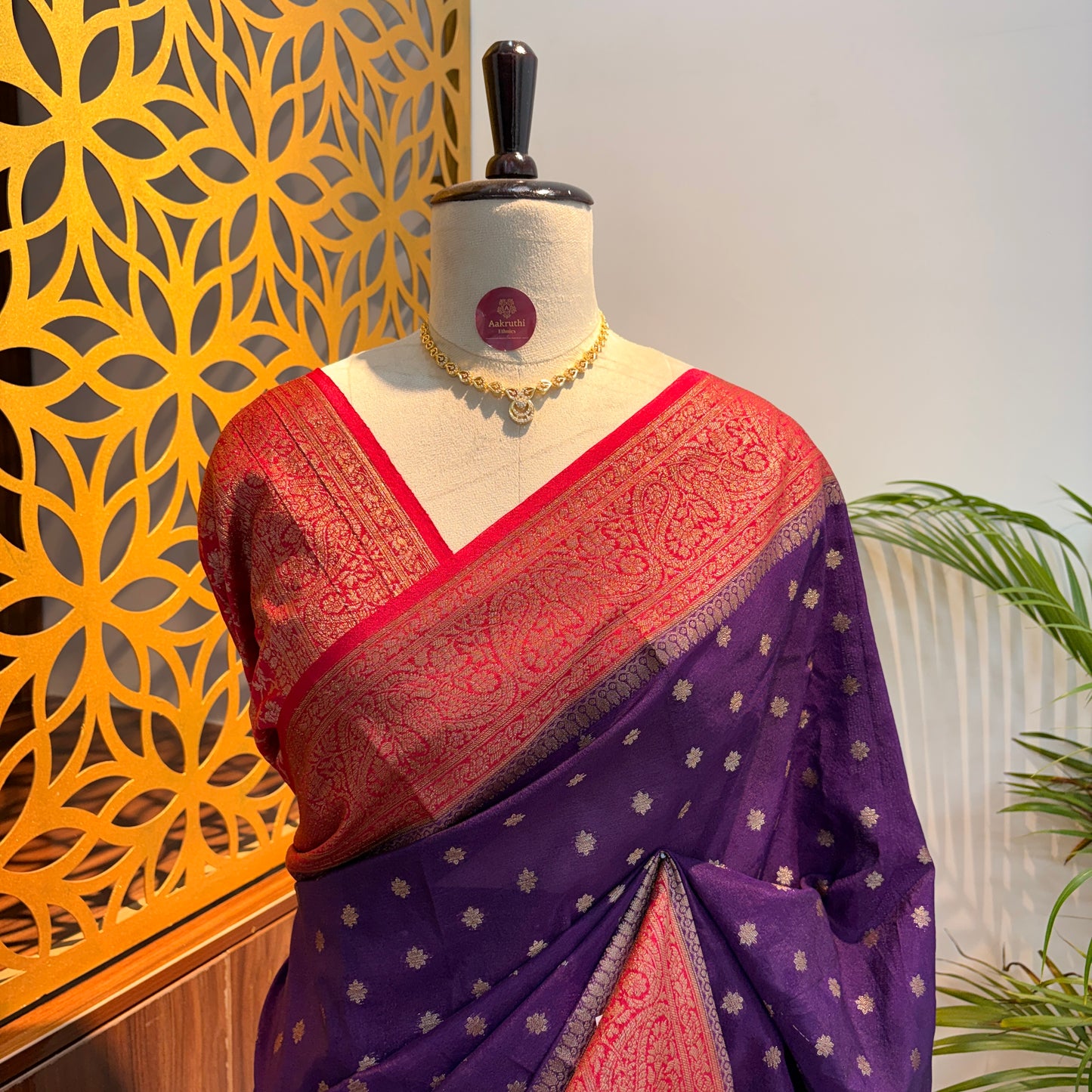 Purple Cotton Silk Semi Banarasi Saree