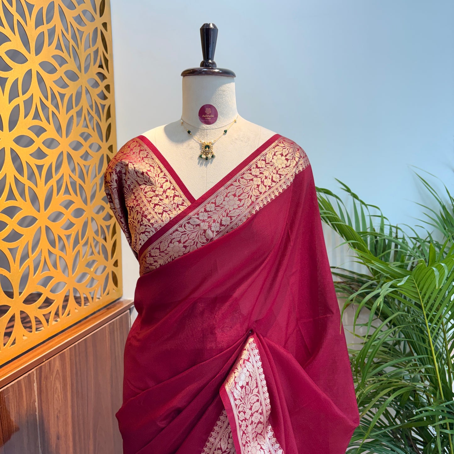 Maroon Soft Organza Banarasi Saree