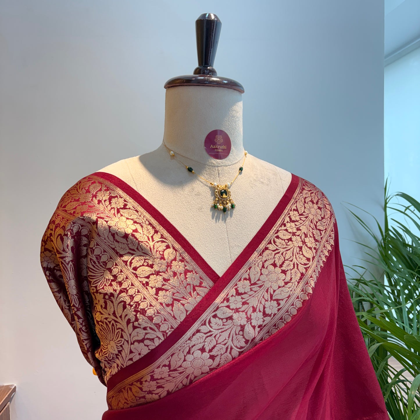 Maroon Soft Organza Banarasi Saree