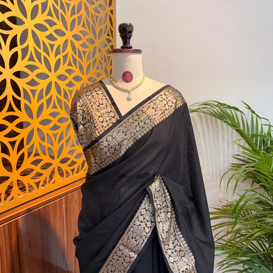 Black Soft Organza Banarasi Saree