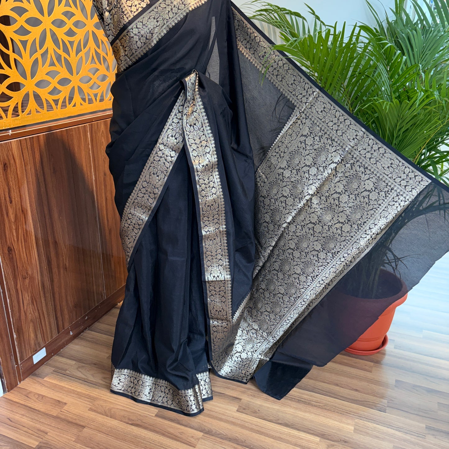 Black Soft Organza Banarasi Saree