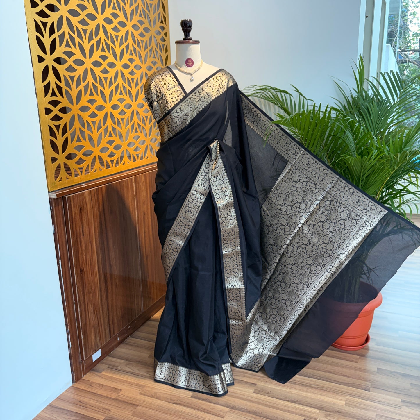 Black Soft Organza Banarasi Saree