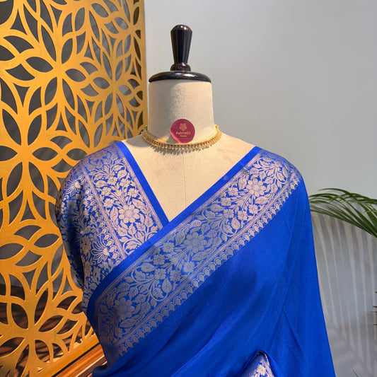 Royal Blue Soft Organza Banarasi Saree