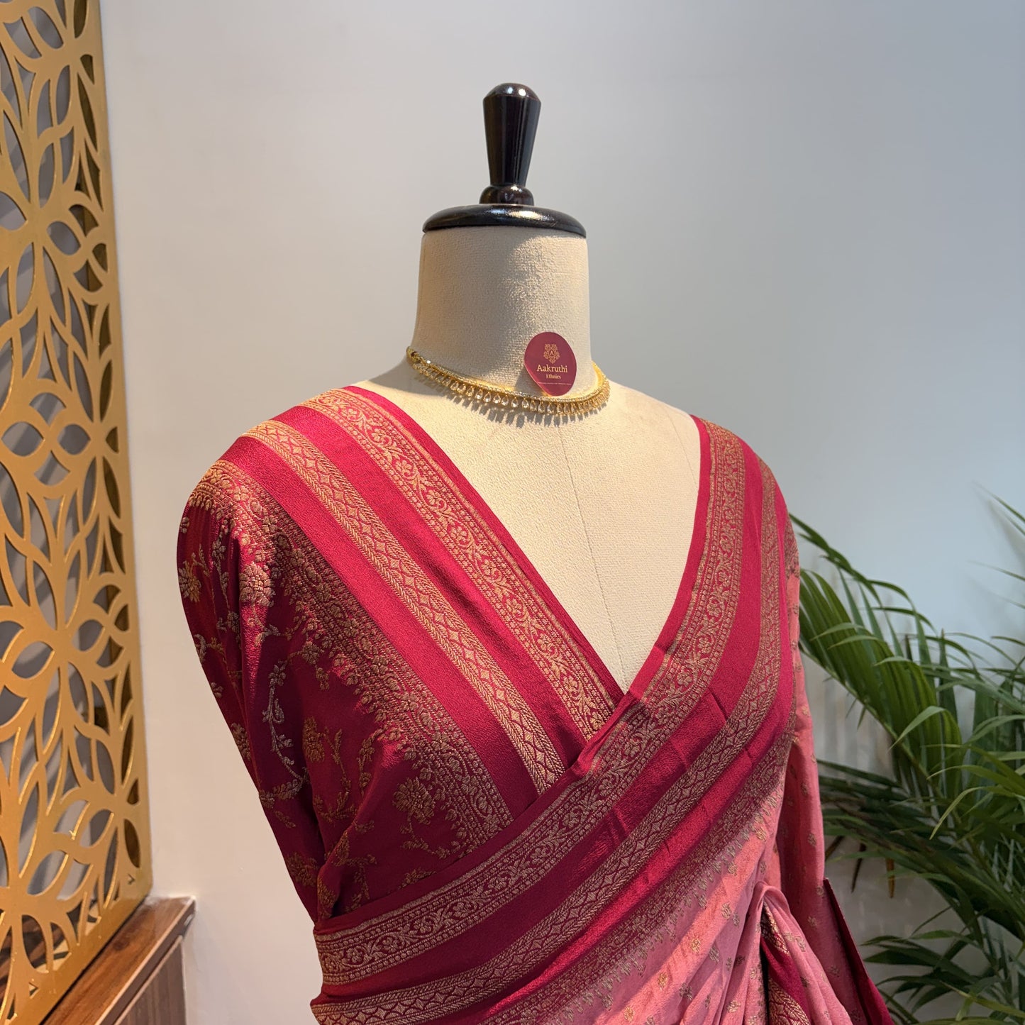Pastel Pink Banarasi Pure Crepe Saree