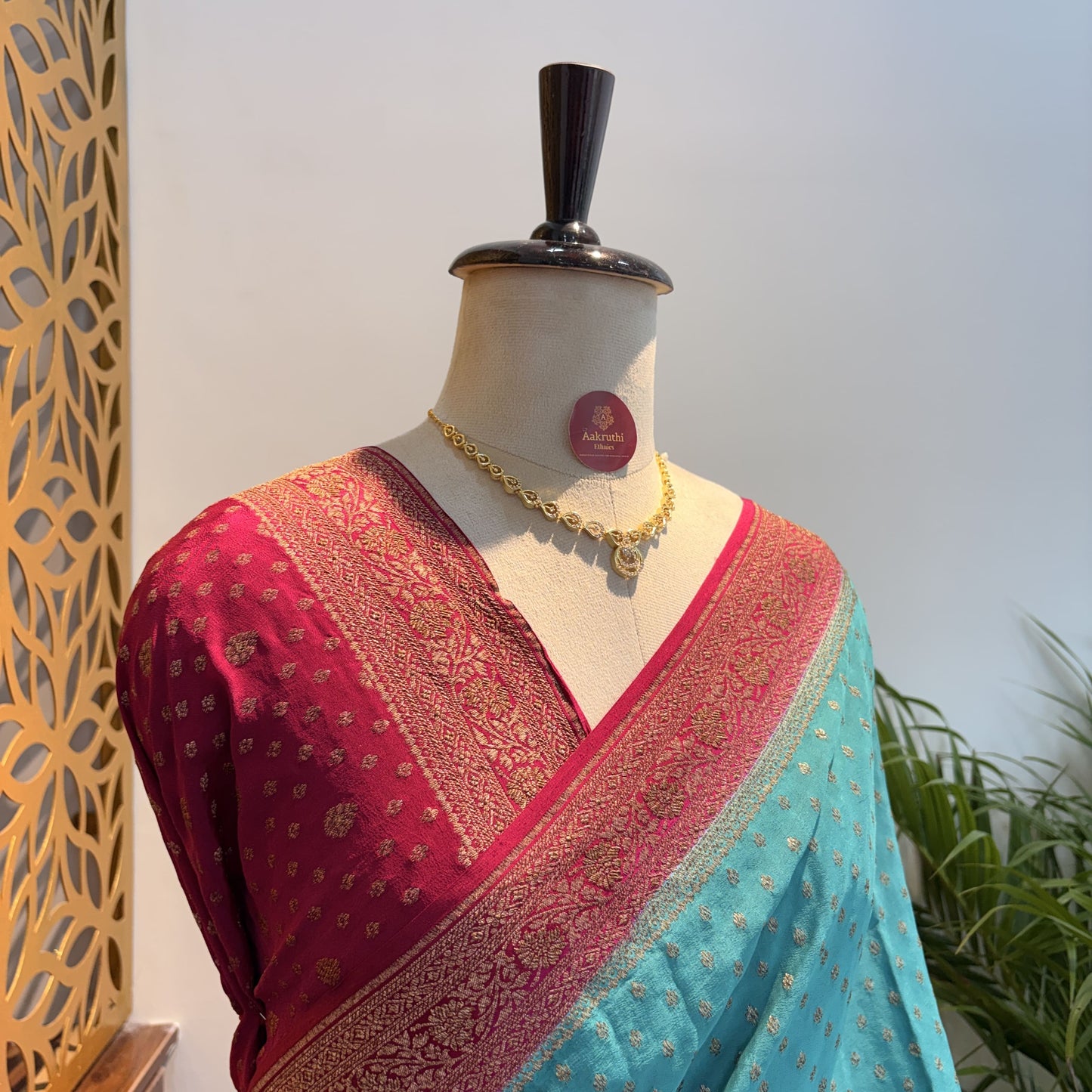 Pastel Blue Banarasi Pure Crepe Saree