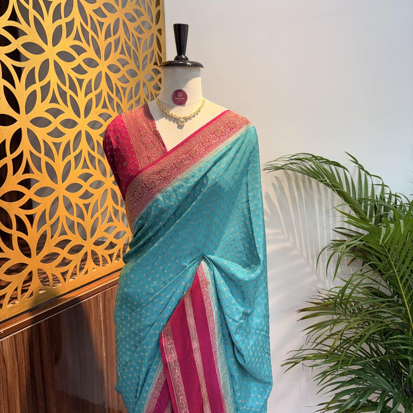Pastel Blue Banarasi Pure Crepe Saree