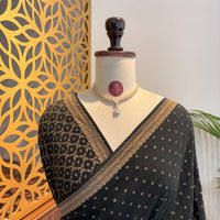 Black Banarasi Pure Crepe Saree