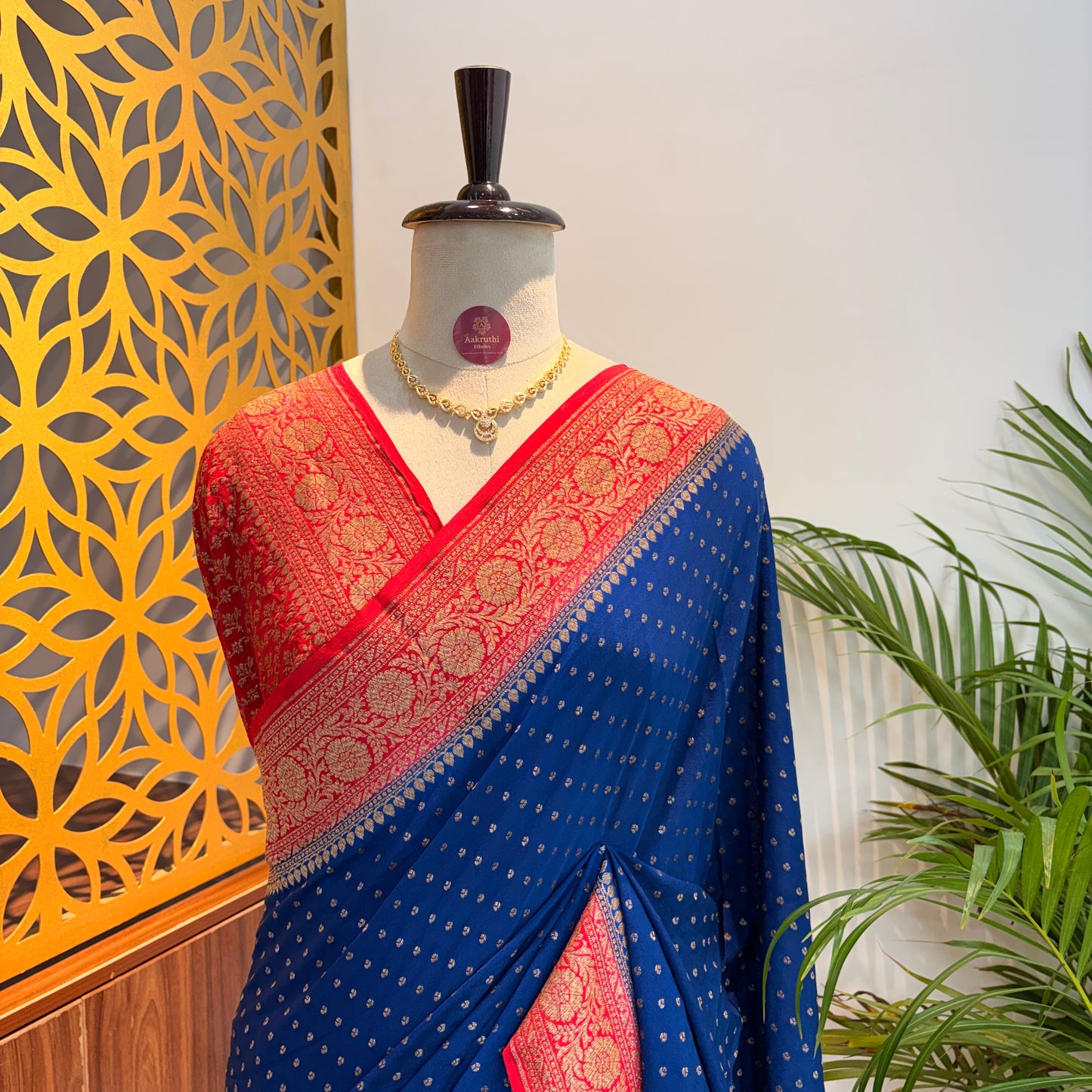 Ink Blue Banarasi Pure Crepe Saree