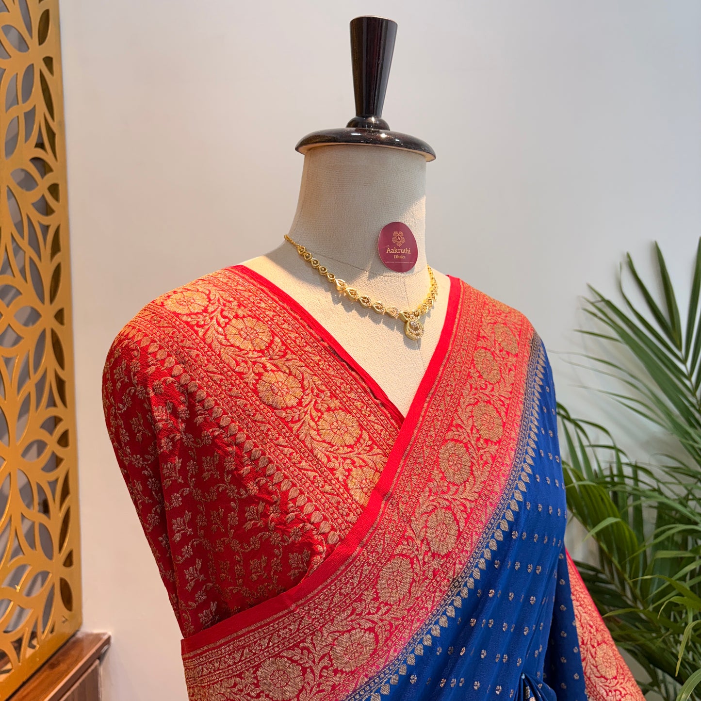 Ink Blue Banarasi Pure Crepe Saree