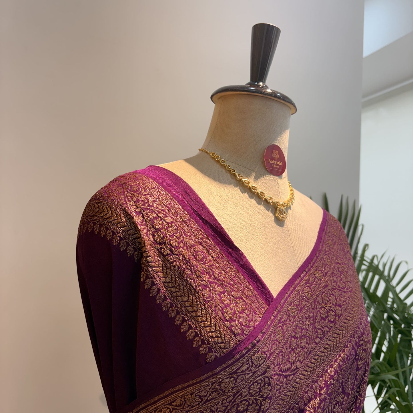 Purple Banarasi Pure Crepe Brocade Saree
