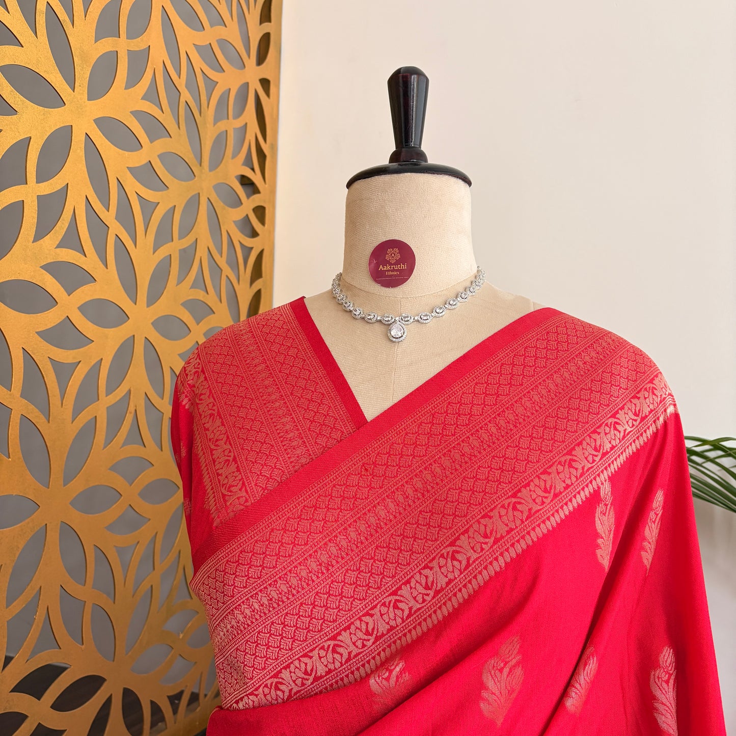 Dark Pink Banarasi Semi Matka Silk Saree