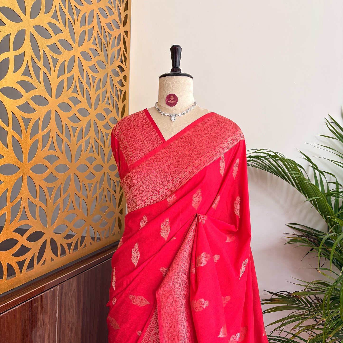 Dark Pink Banarasi Semi Matka Silk Saree
