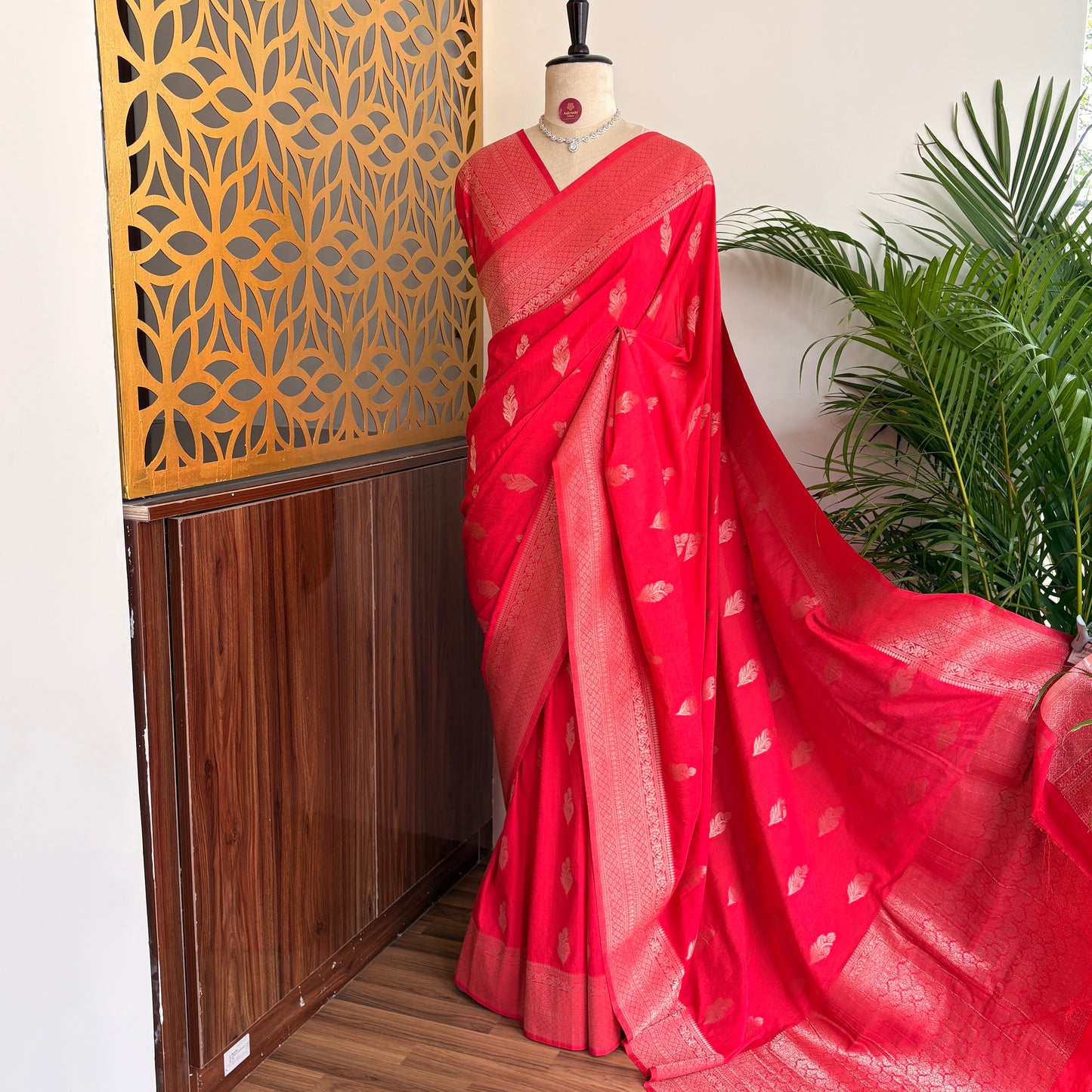 Dark Pink Banarasi Semi Matka Silk Saree
