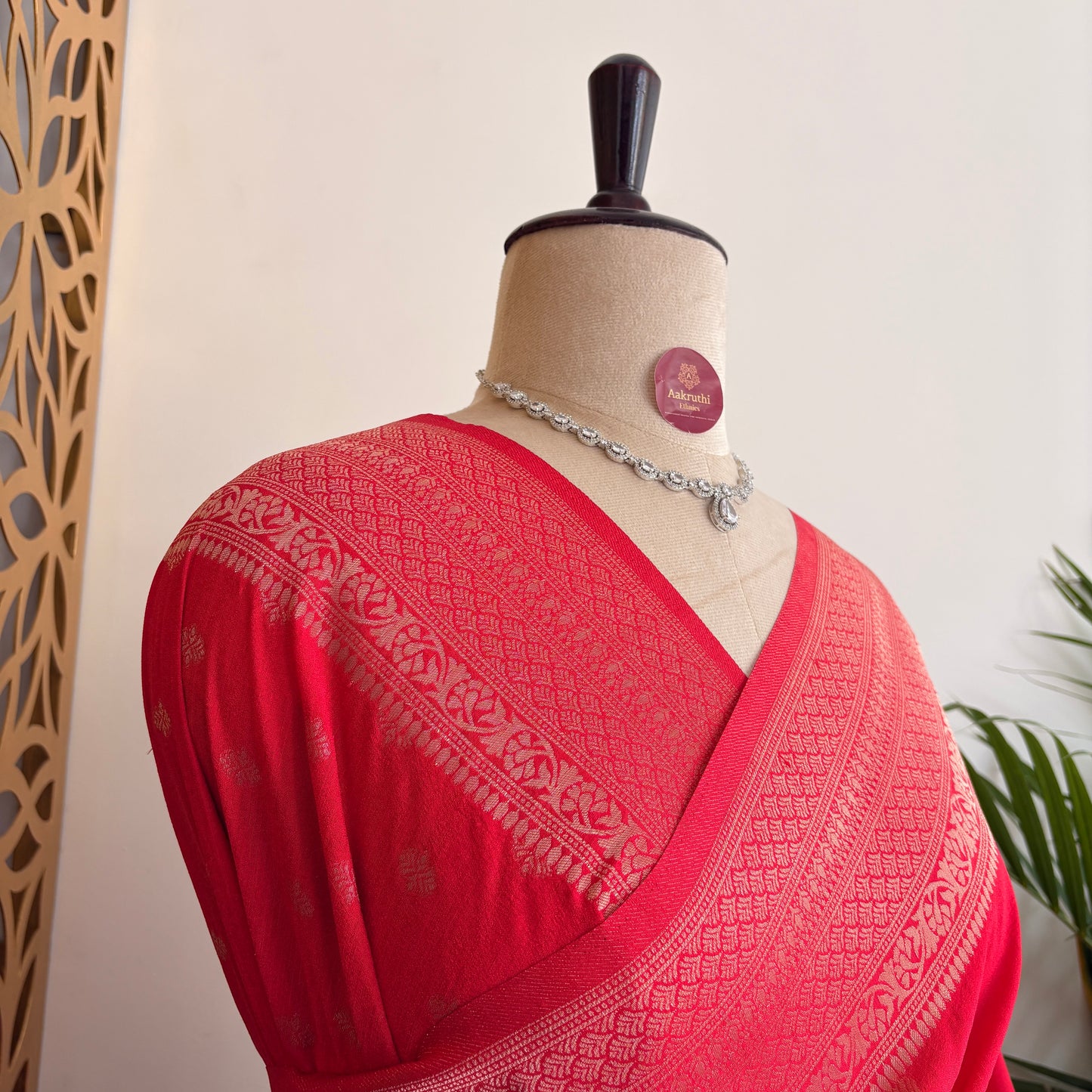 Dark Pink Banarasi Semi Matka Silk Saree