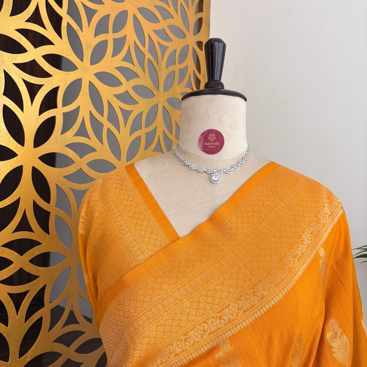 Yellow Banarasi Semi Matka Silk Saree
