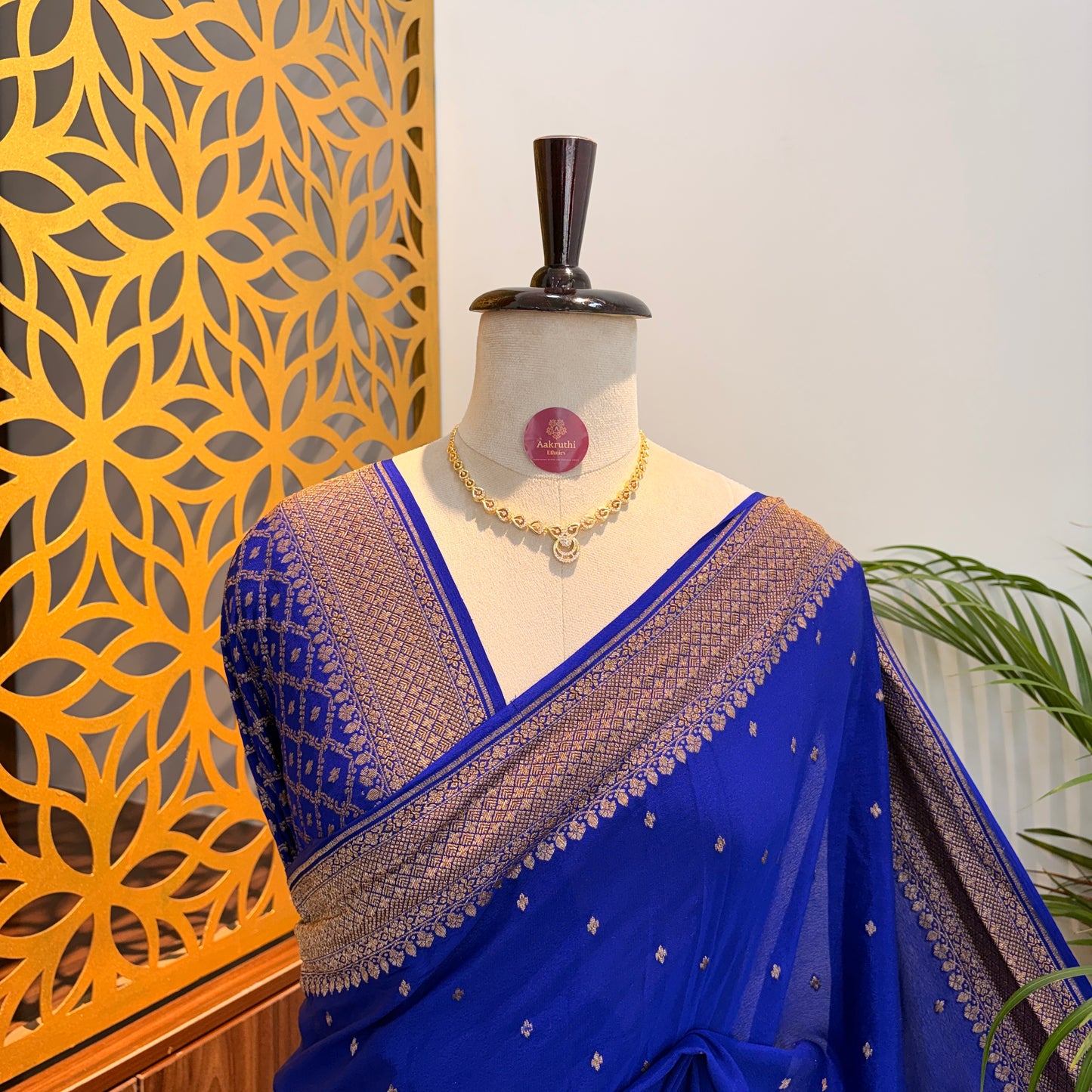 Royal Blue Banarasi Pure Crepe Saree