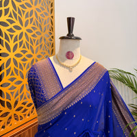 Royal Blue Banarasi Pure Crepe Saree