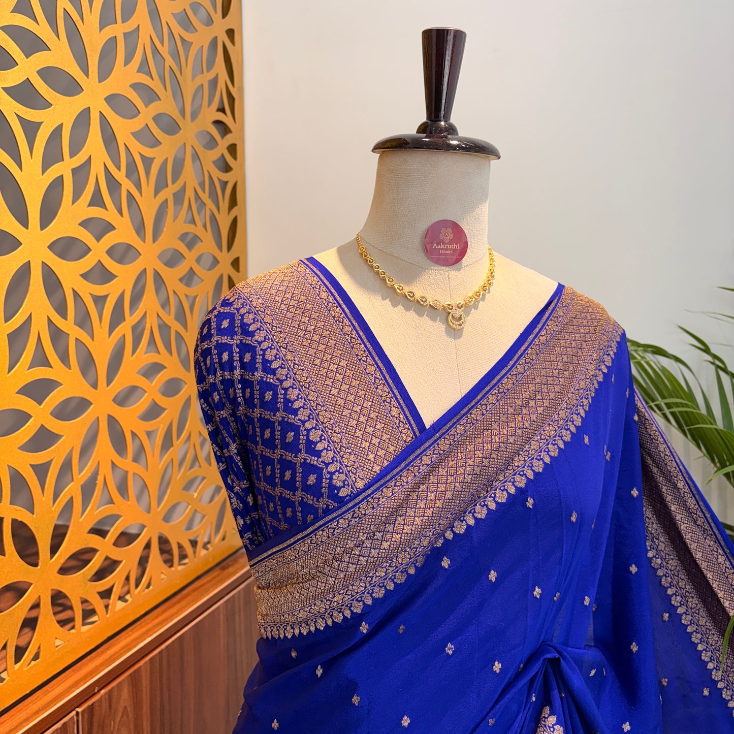 Royal Blue Banarasi Pure Crepe Saree