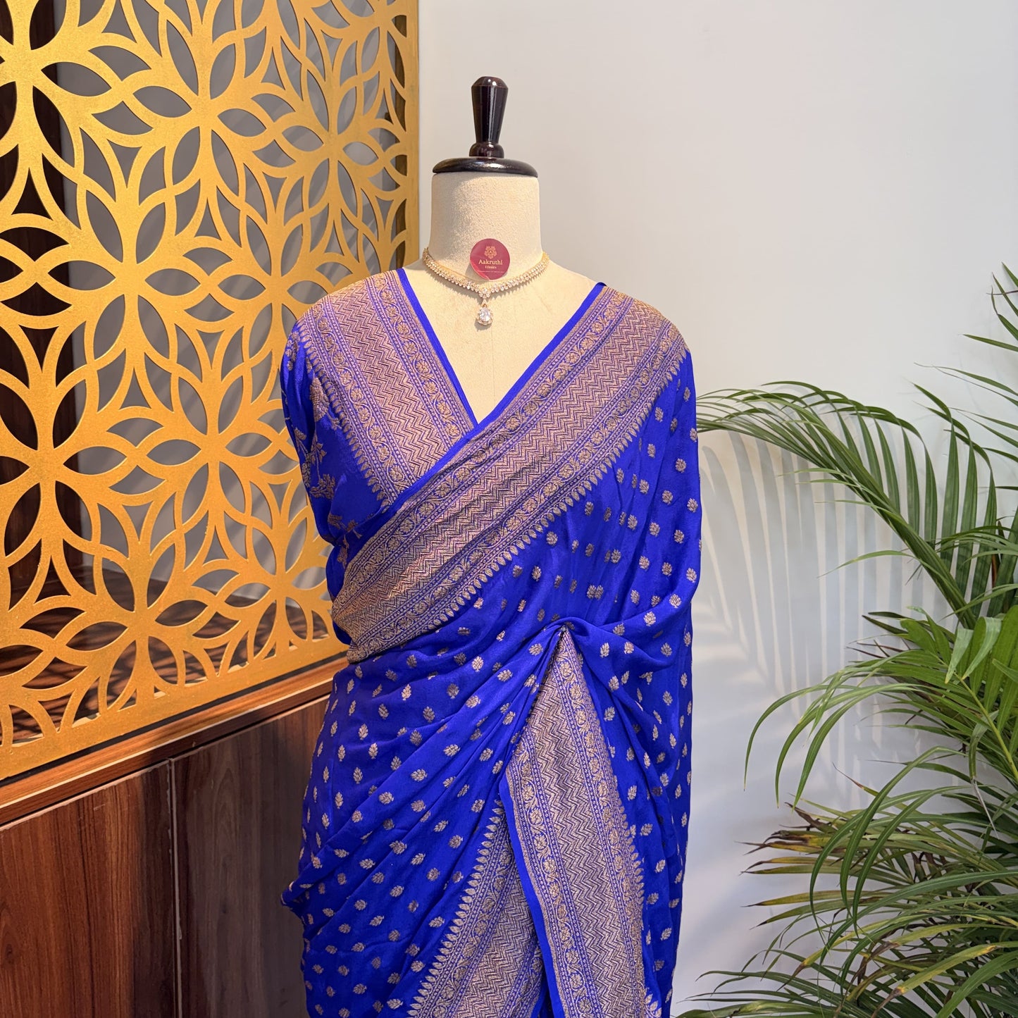 Royal Blue Banarasi Pure Crepe Saree