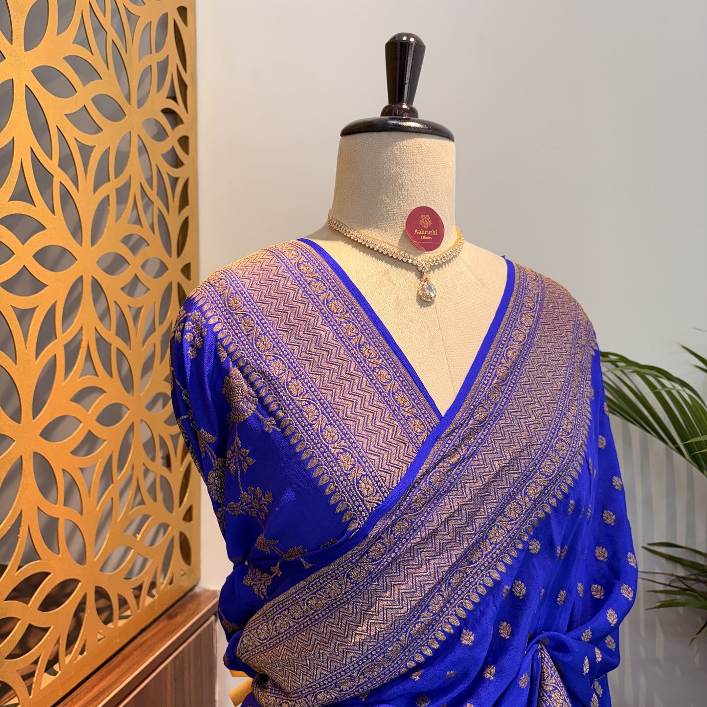 Royal Blue Banarasi Pure Crepe Saree