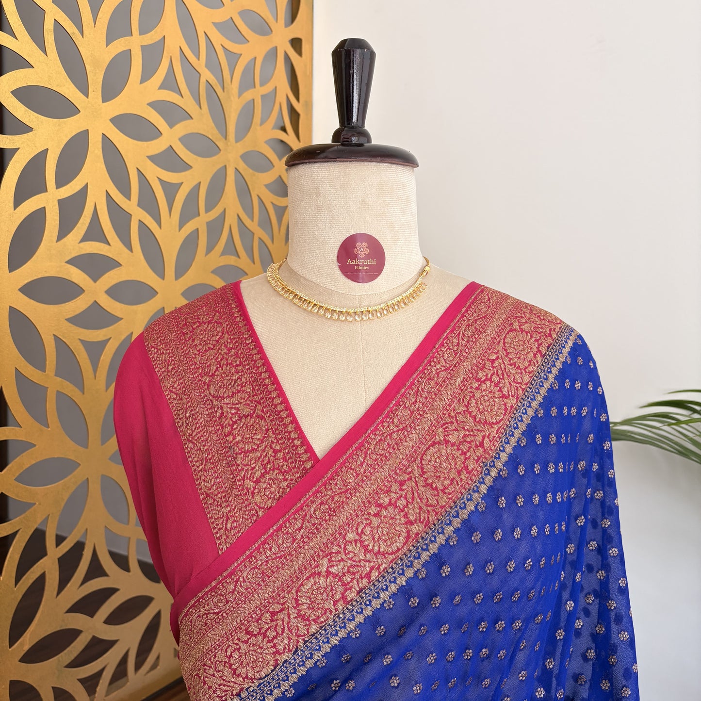Blue Pure Khaddi Georgette Banarasi Saree