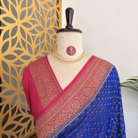 Blue Pure Khaddi Georgette Banarasi Saree