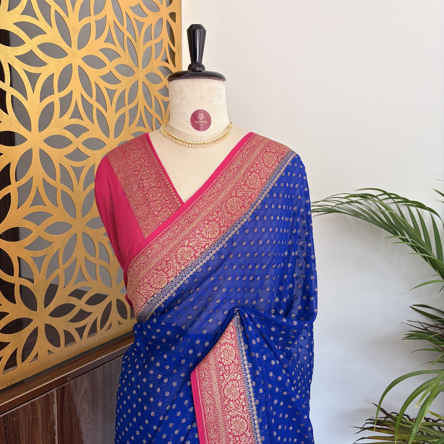 Blue Pure Khaddi Georgette Banarasi Saree