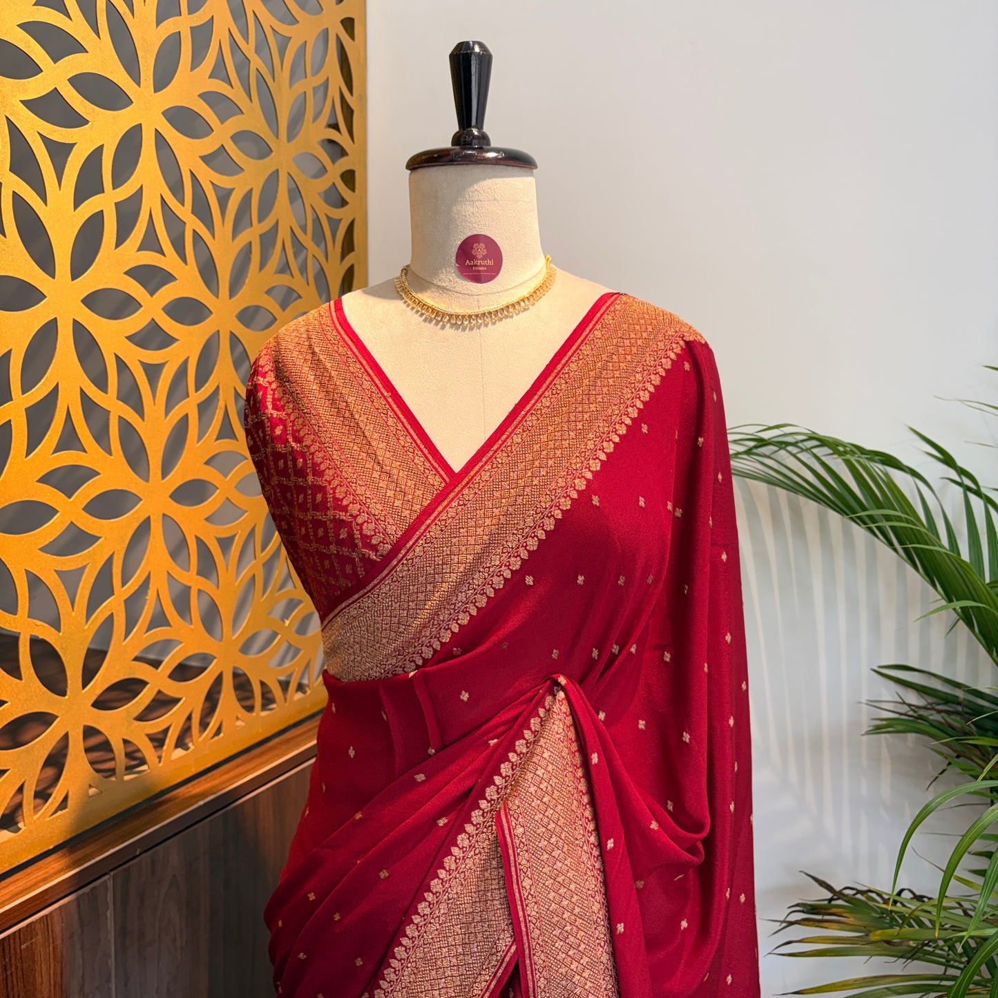 Maroon Banarasi Pure Crepe Saree