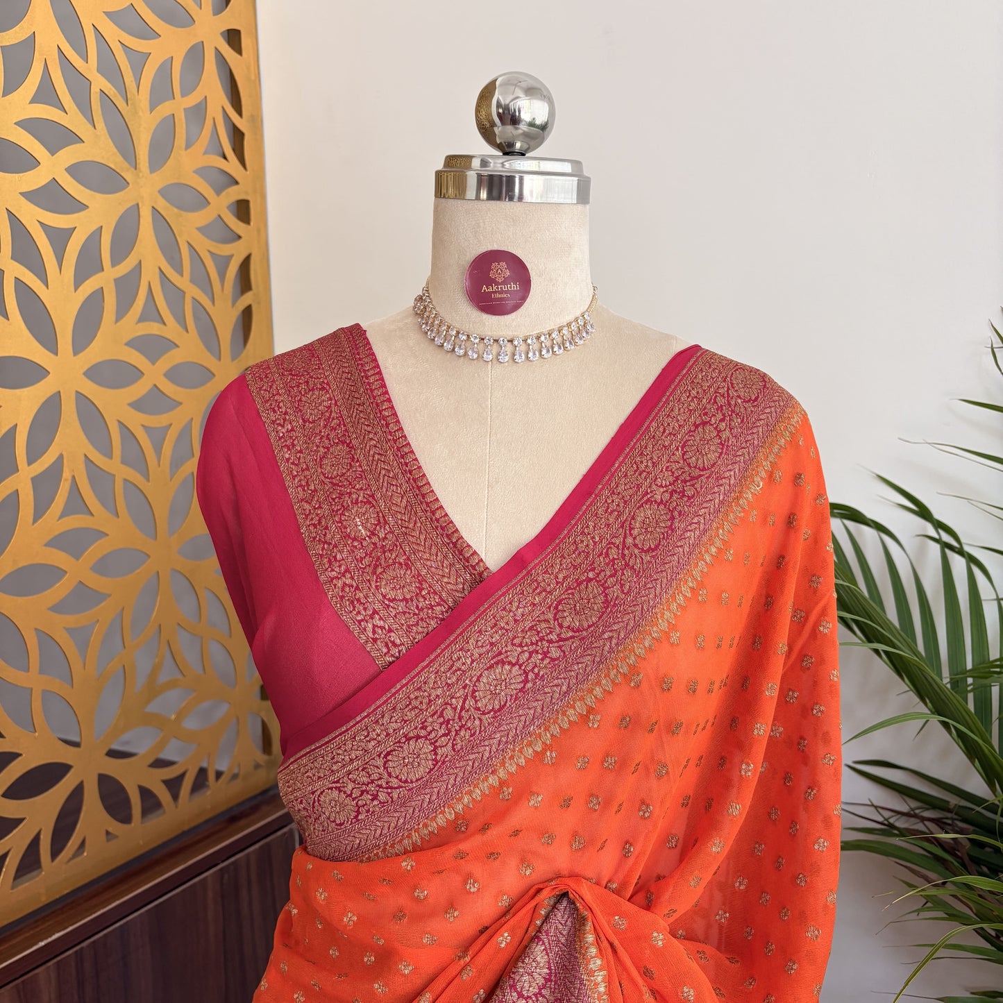 Orange Pure Khaddi Georgette Banarasi Saree