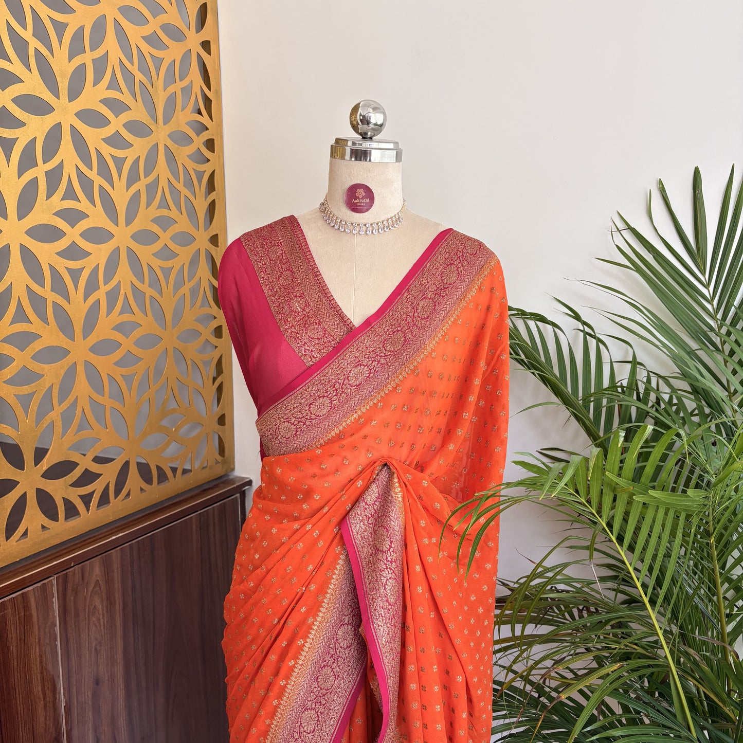 Orange Pure Khaddi Georgette Banarasi Saree