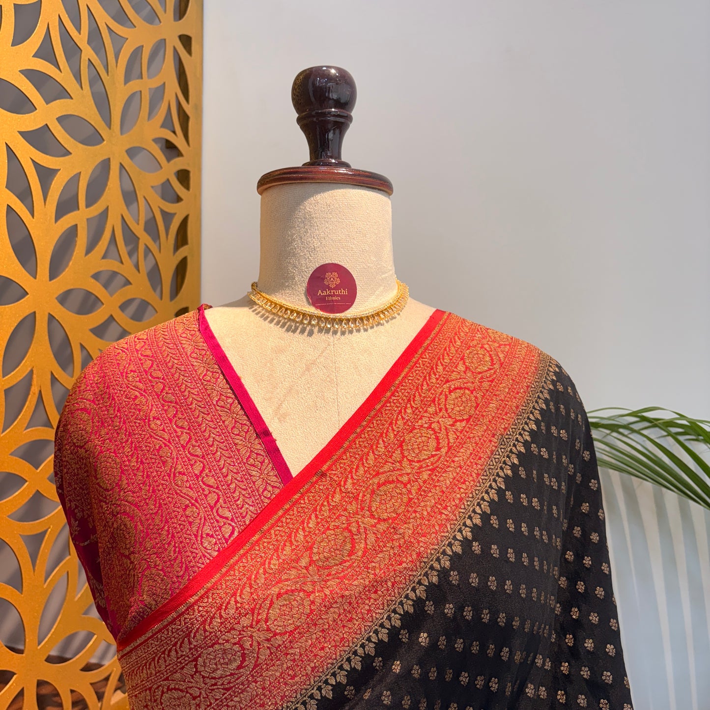 Black Banarasi Pure Crepe Saree