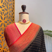Black 3D Banarasi Pure Crepe Saree