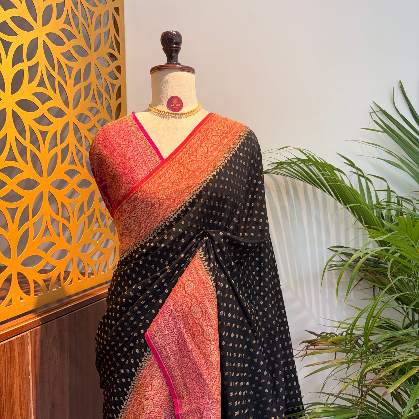 Black Banarasi Pure Crepe Saree