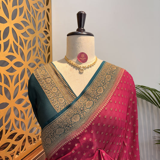 Pink Pure Khaddi Georgette Banarasi Saree
