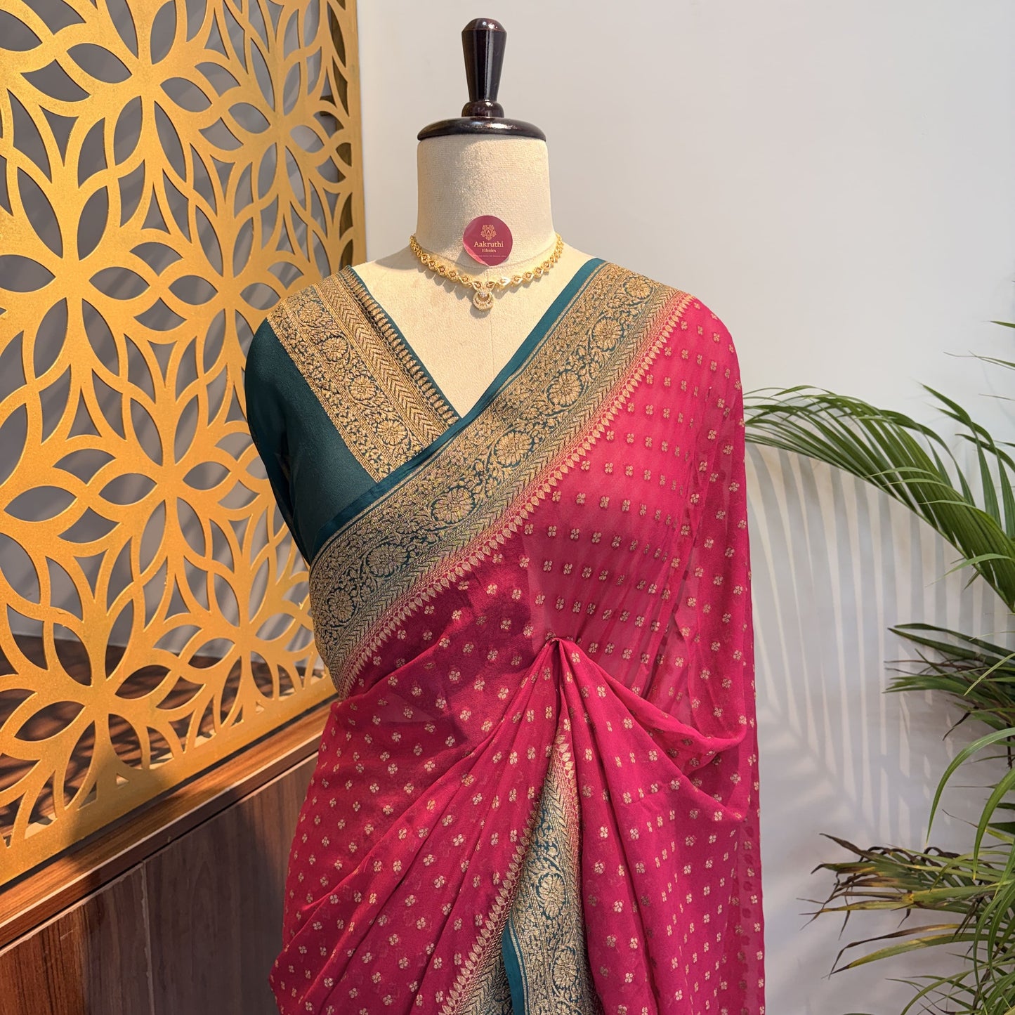 Pink Pure Khaddi Georgette Banarasi Saree