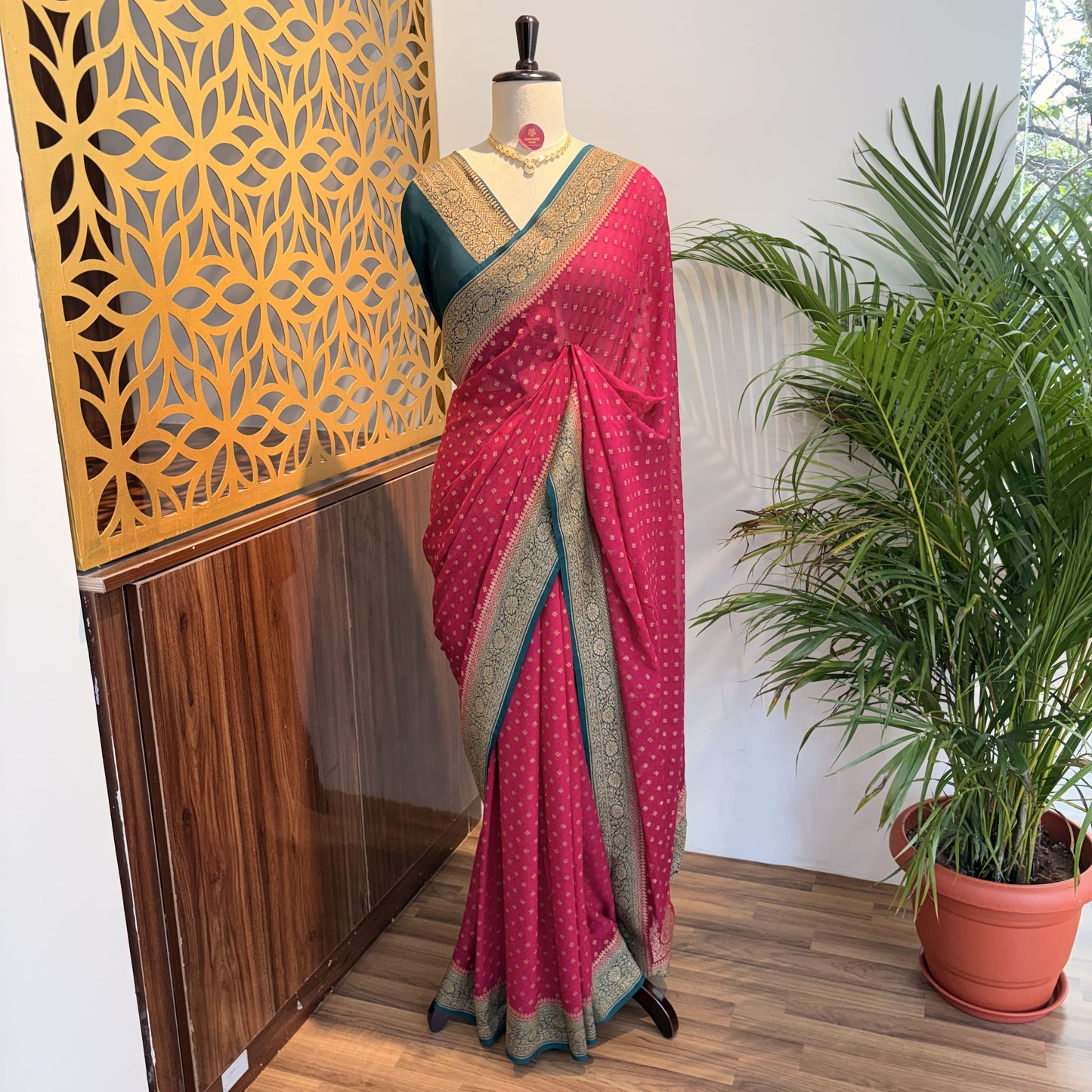 Pink Pure Khaddi Georgette Banarasi Saree