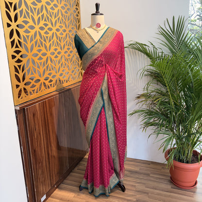 Pink Pure Khaddi Georgette Banarasi Saree