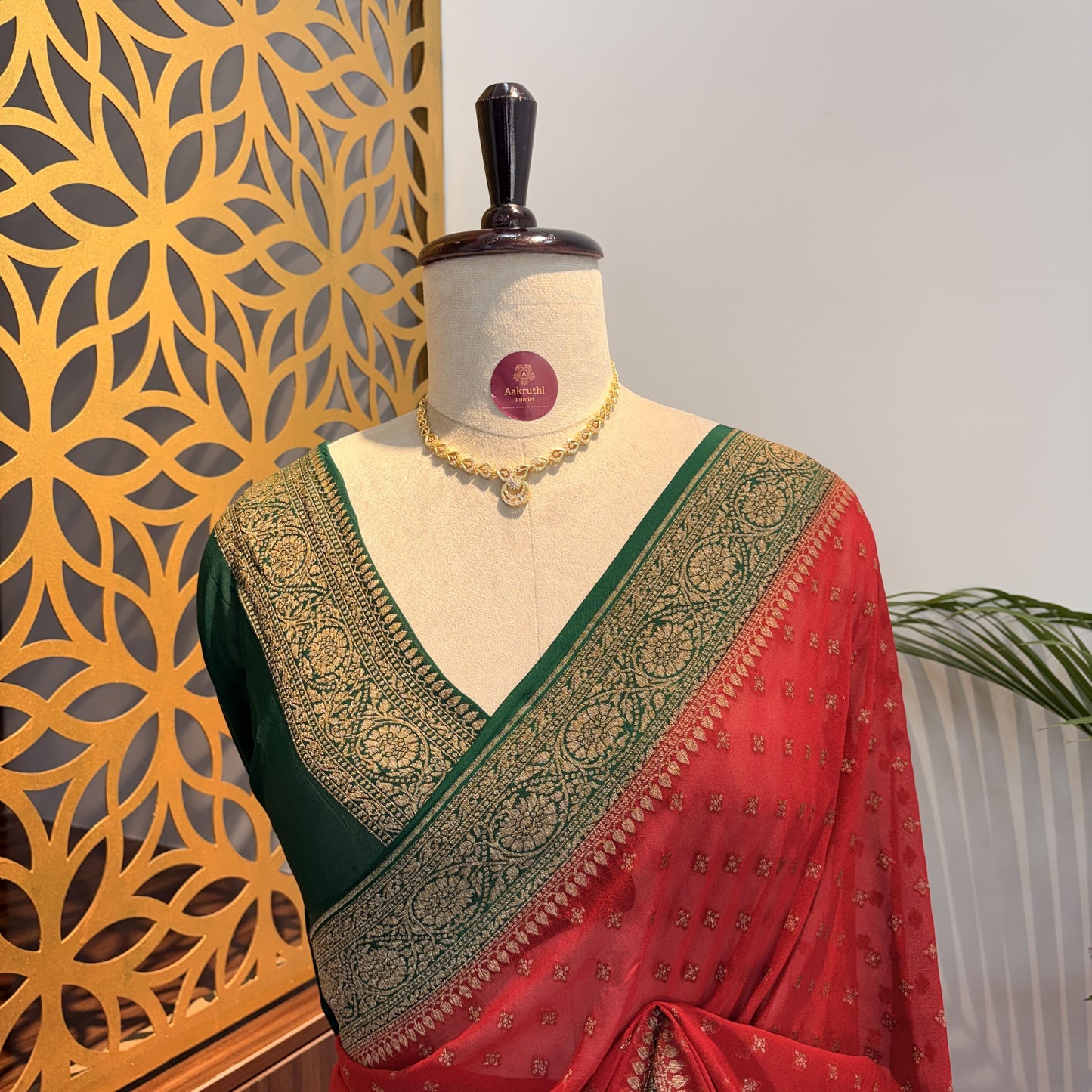 Red Pure Khaddi Georgette Banarasi Saree