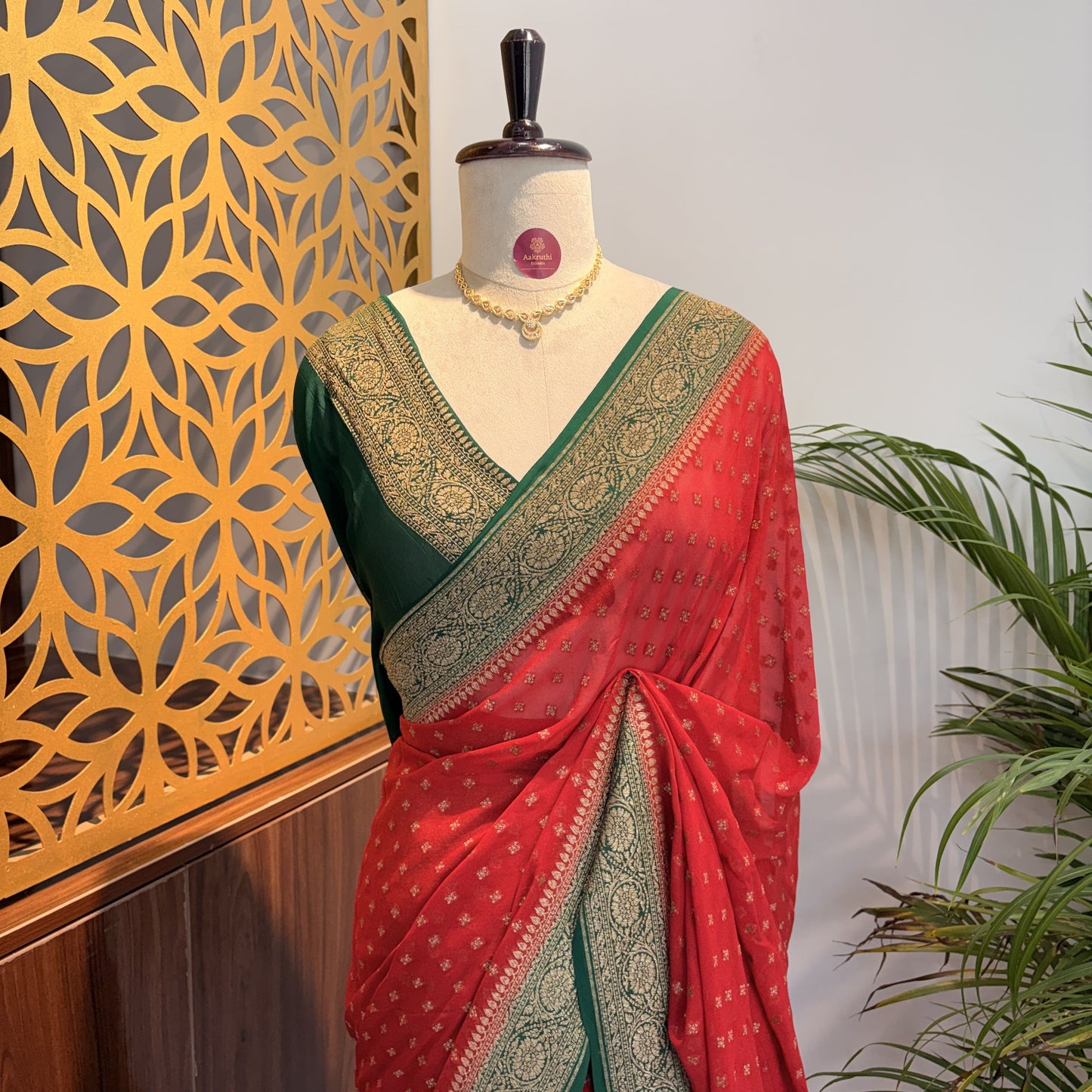 Red Pure Khaddi Georgette Banarasi Saree
