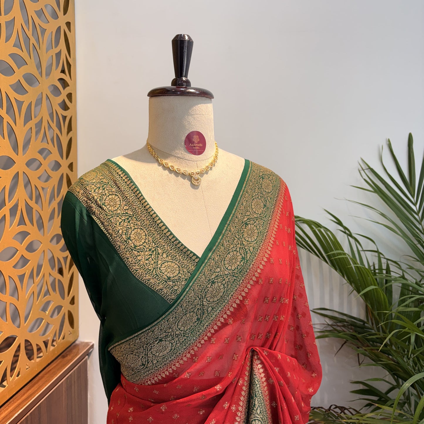 Red Pure Khaddi Georgette Banarasi Saree