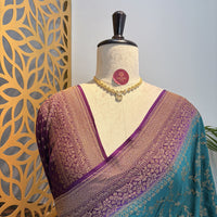 Rama Green Jaal Banarasi Pure Crepe Saree