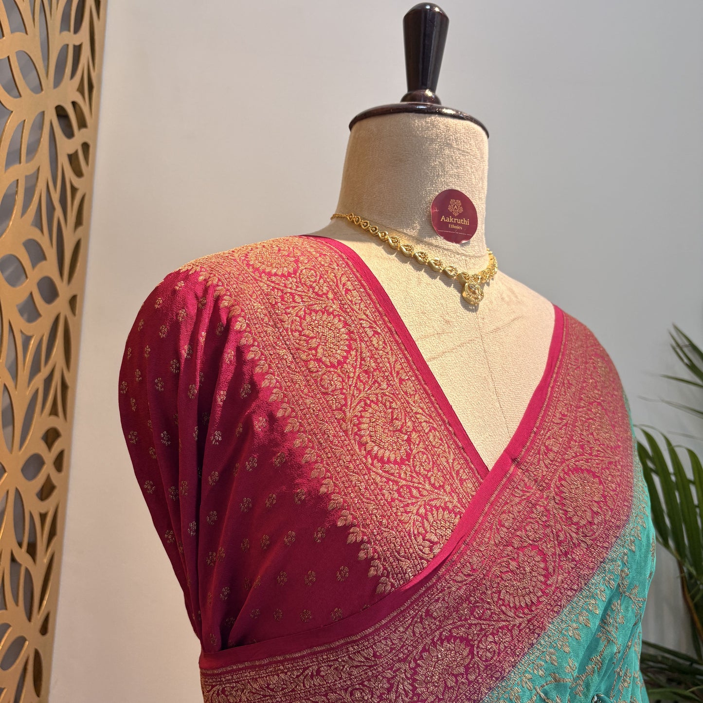 Pastel Blue Jaal Banarasi Pure Crepe Saree