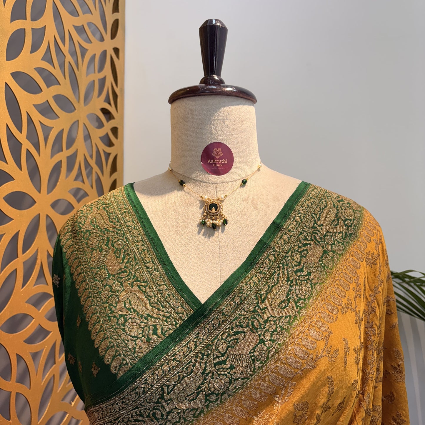 Yellow Jaal Banarasi Pure Crepe Saree
