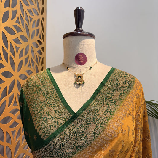 Yellow Jaal Banarasi Pure Crepe Saree