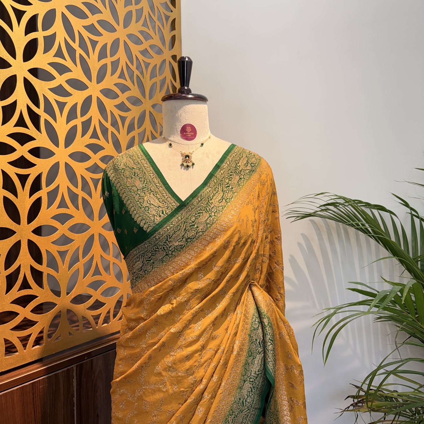Yellow Jaal Banarasi Pure Crepe Saree